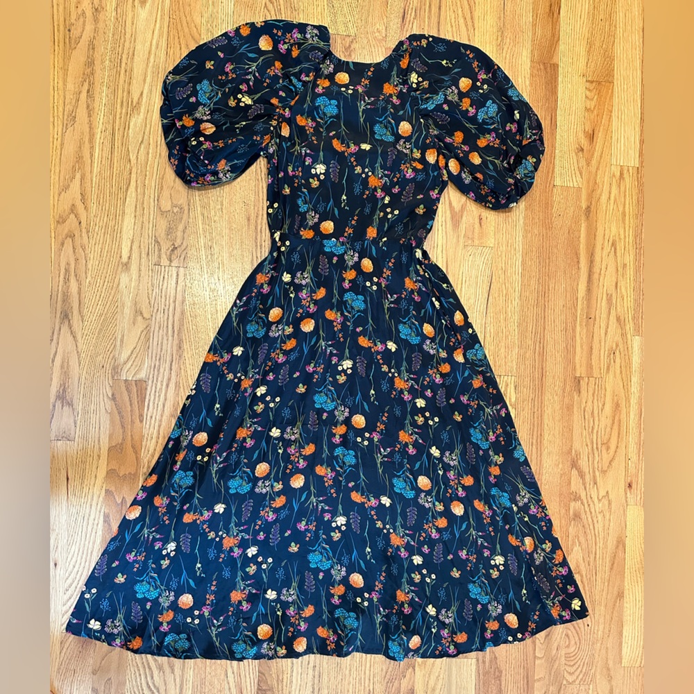 NWT • a New Day. • Black floral puff short sleeve midi dress